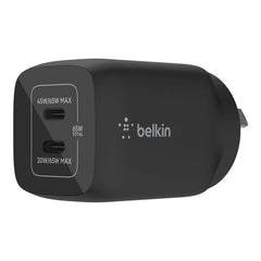 Belkin BoostCharge Pro Dual Wall Charger 65W USB C - Black