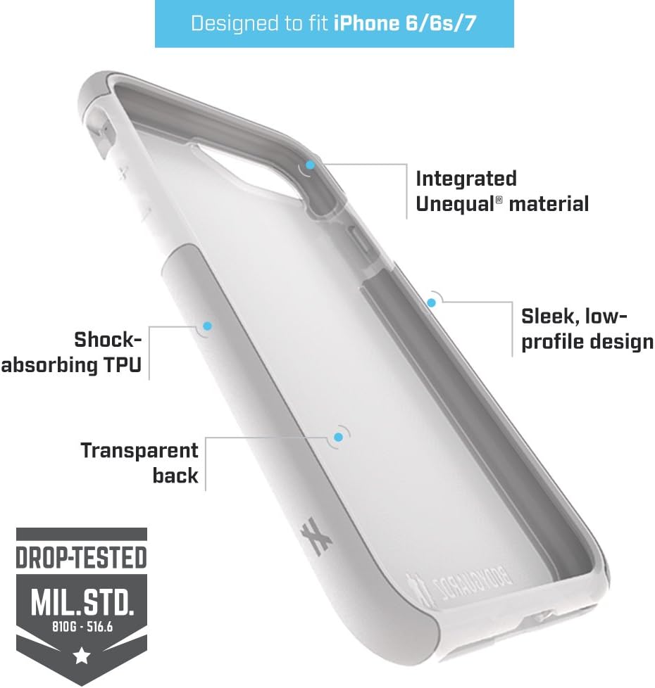BodyGuardz Ace Pro Case and FREE Screen Protector for iPhone 8 / 7 / SE 2 / SE 3 - Clear Grey