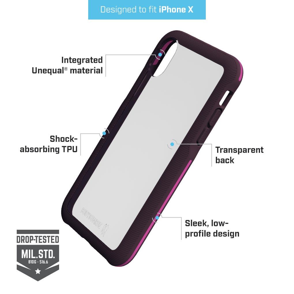 BodyGuardz Trainr Rugged Case For iPhone XS / X - Berry Purple (BONUS SCreen Protector!!)