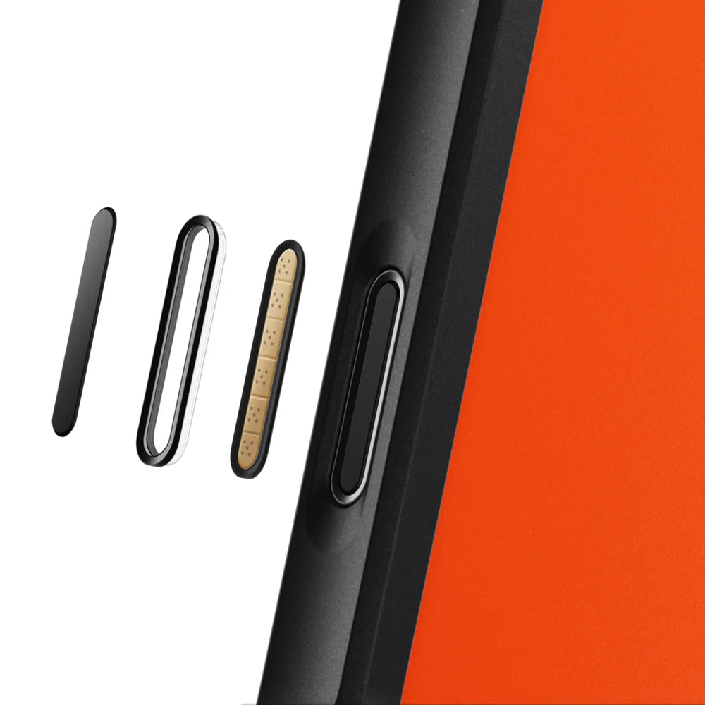 nomad rugged case for iphone 17 pro max ultra orange buttons detail