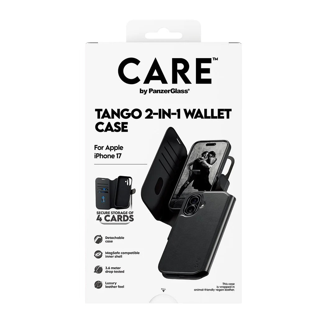 Panzer Care Tango Wallet Two in One Magsafe Case - iPhone 17 Standard - Black
