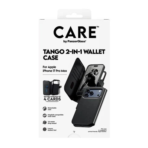 Panzer Care Tango Wallet Two in One Magsafe Case - iPhone 17 Pro - Black