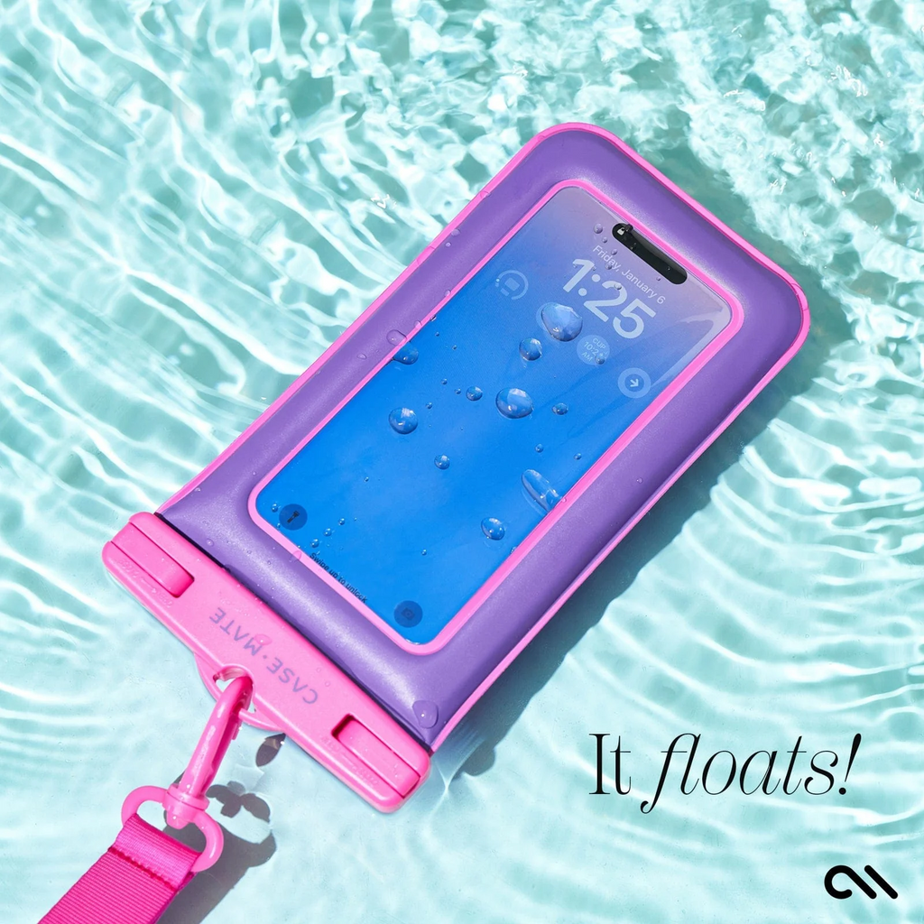 Case Mate Waterproof Floating Pouch for Phones up to 6.9" - Purple Paradise