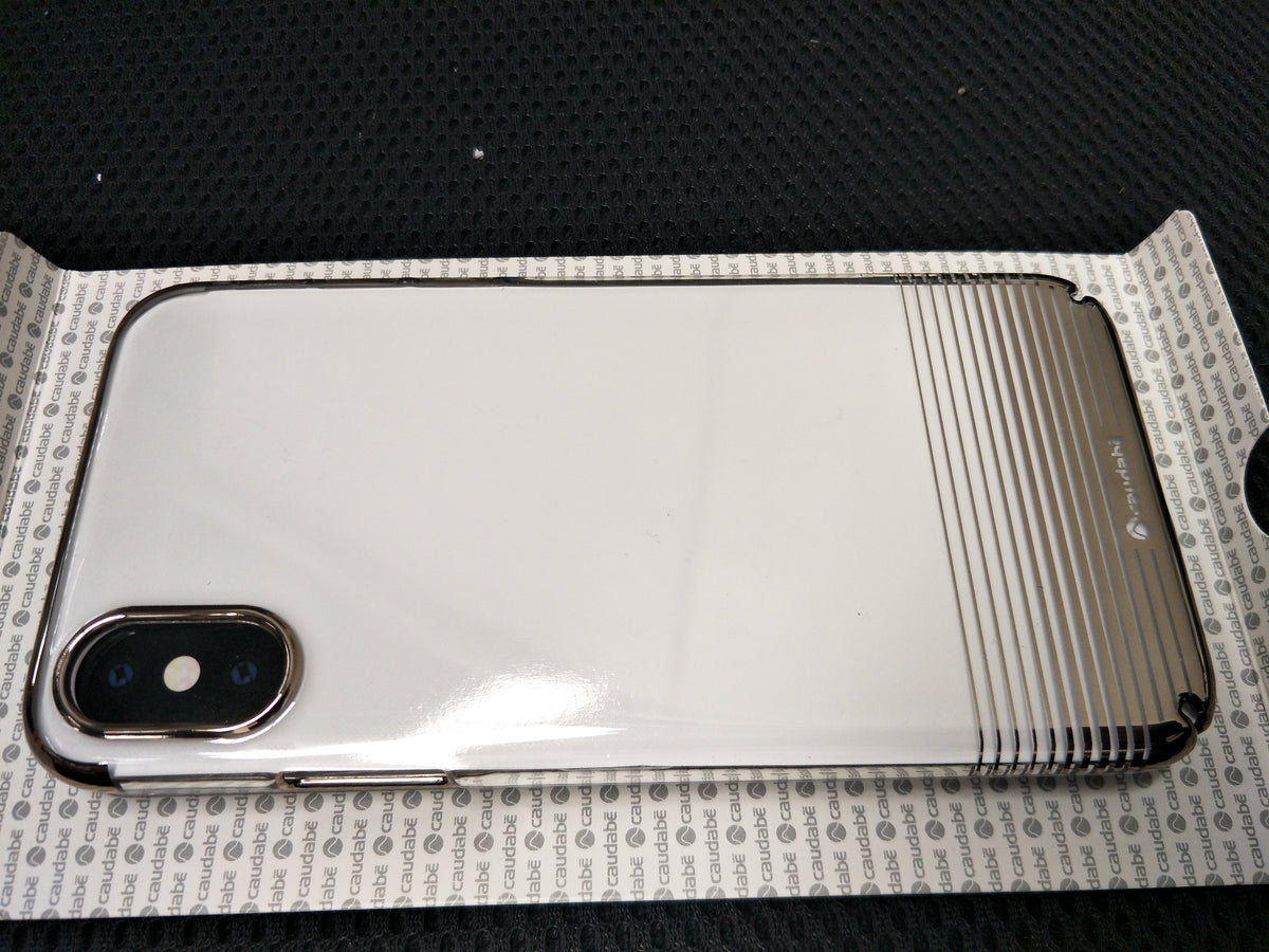 Caudabe Lucid Clear Slim Case For iPhone X/Xs - Gold Metallic Stripes (BONUS Screen Protector!!)