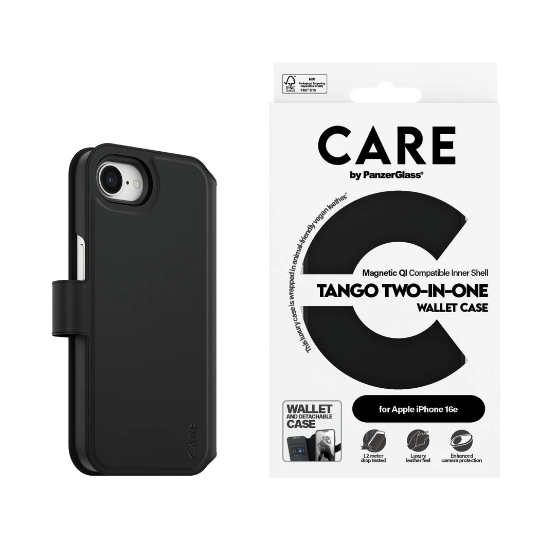 PanzerGlass Tango 2 in 1 Wallet Case iPhone 16e / SE 2025 - Black