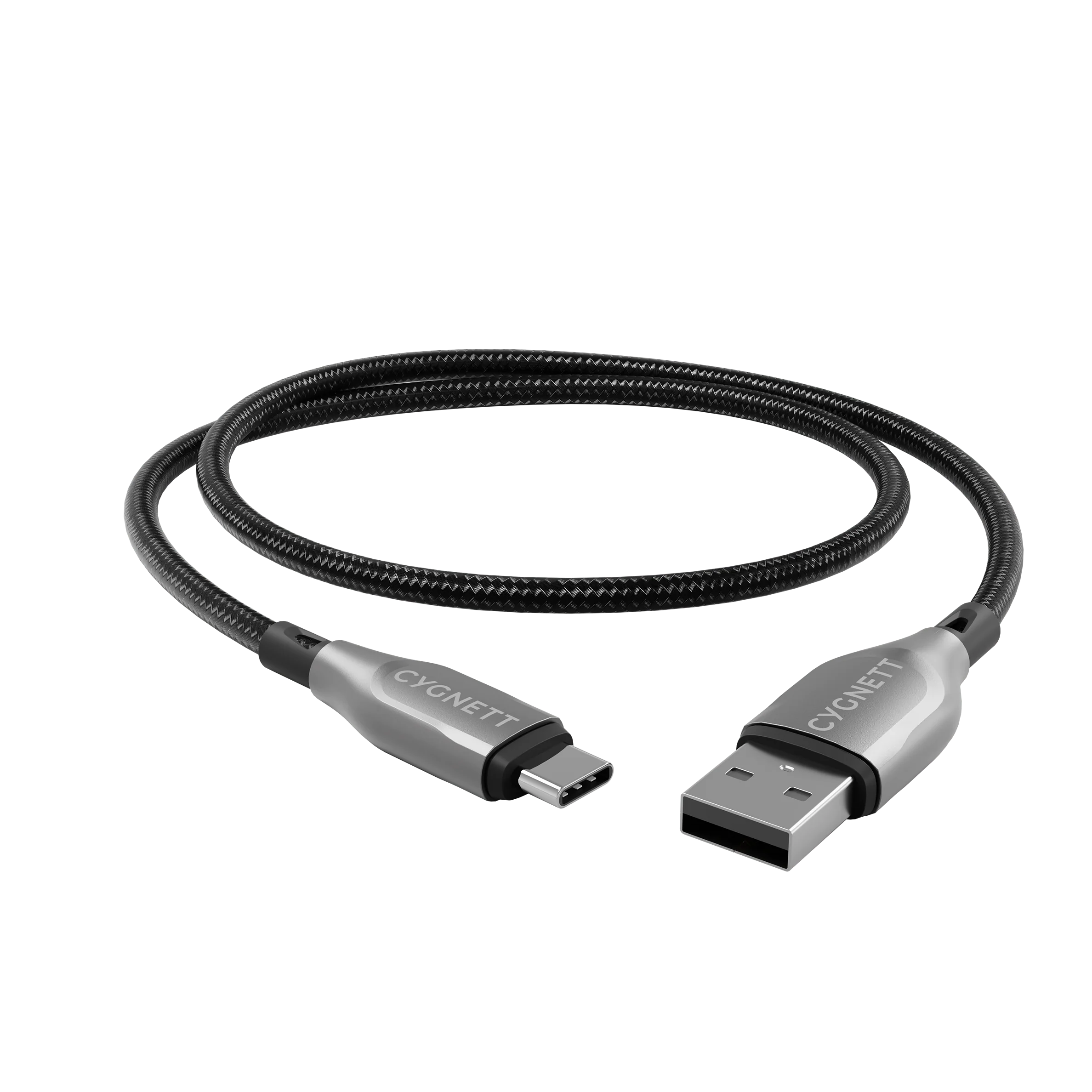 Cygnett Armoured Braided Cable 1M USB-C to USB-A USB 2.0 - Black
