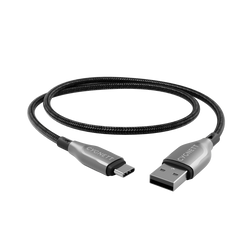 Cygnett Armoured Braided Cable 1M USB-C to USB-A USB 2.0 - Black