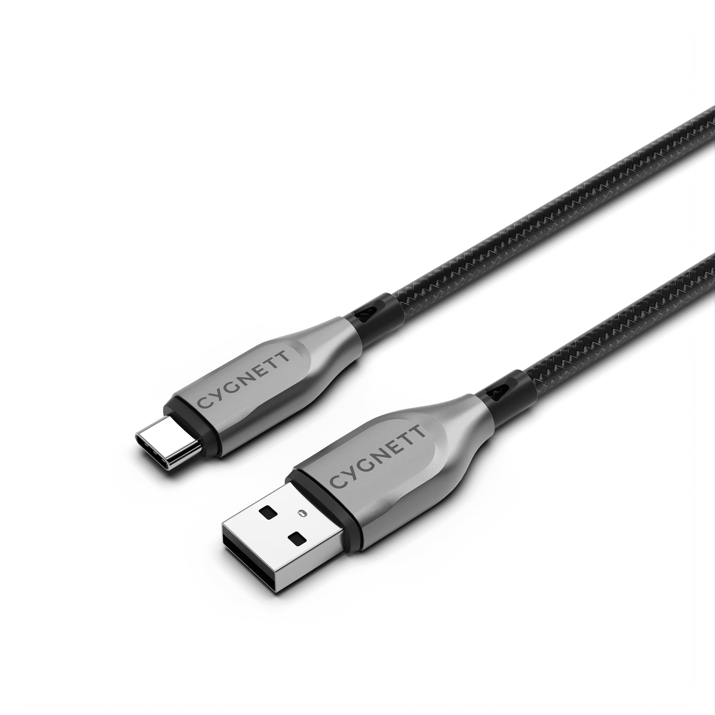Cygnett Armoured Braided Cable 1M USB-C to USB-A USB 2.0 - Black