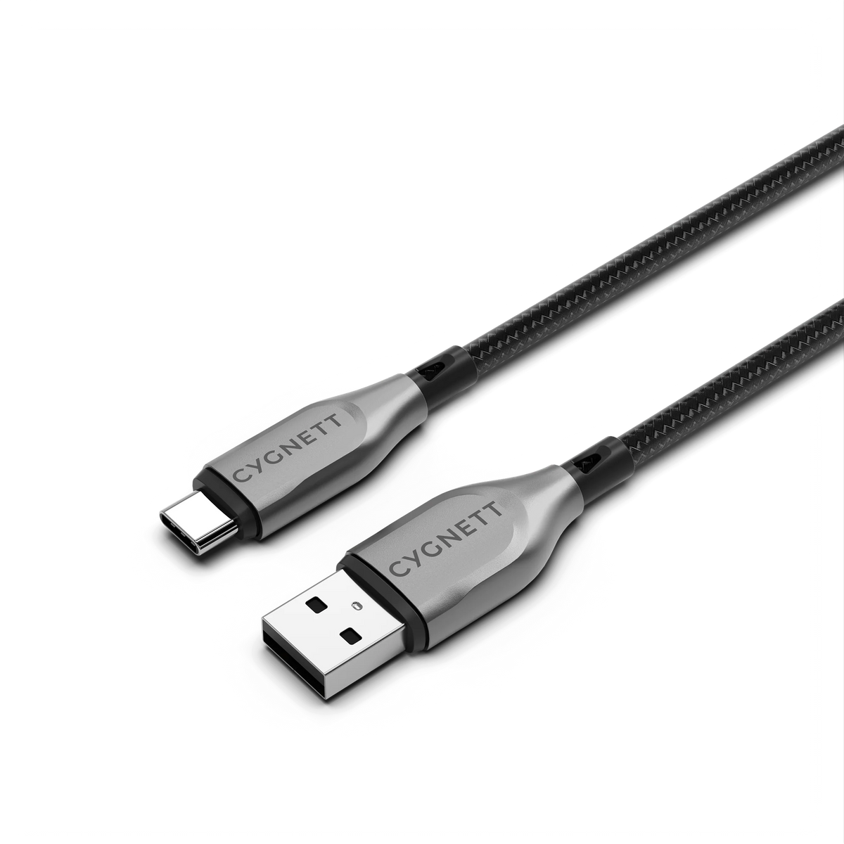 Cygnett Armoured Braided Cable 1M USB-C to USB-A USB 2.0 - Black