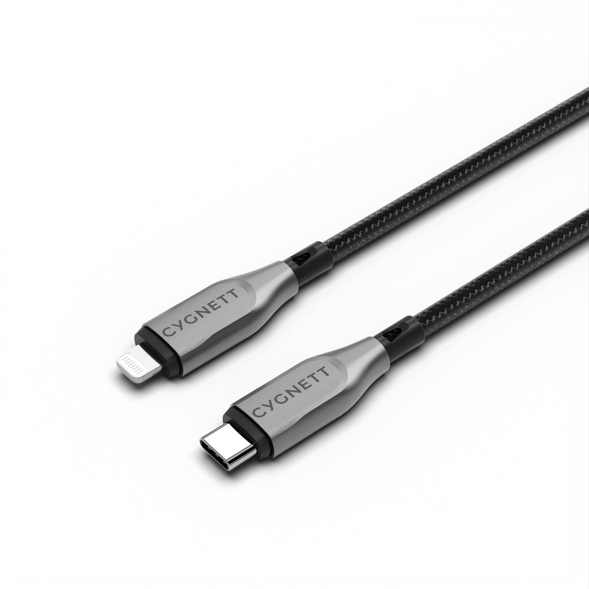 Cygnett Armoured Braided Cable 1M USB-C to Lightning - Dupont Kevlar Aramid Black