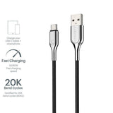 Cygnett Armoured Aramid Fibre 1M USB-C to USB-A USB 2.0 Cable 1