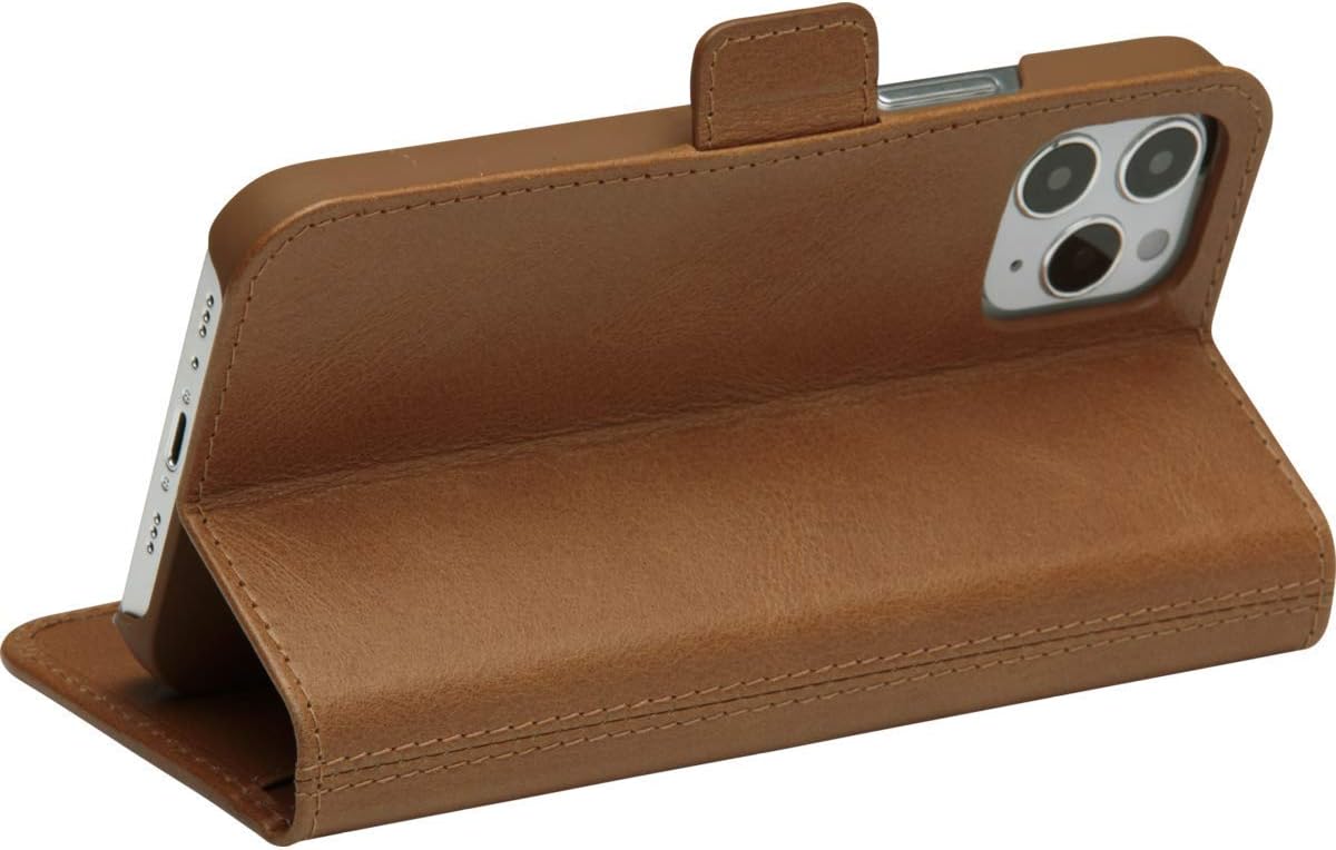 Dbramante1928 Copenhagen Slim Leather Folio Case iPhone 12 / 12 Pro Tan with FREE SCREEN GUARD