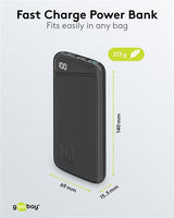 Goobay Portable Powerbank 10K mAh LED USB-A QC/USB-C PD - Black