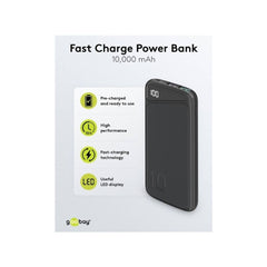Goobay Portable Powerbank 10K mAh LED USB-A QC/USB-C PD - Black