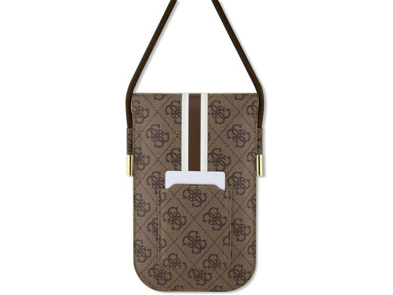Guess 4G Stripe Phone Bag with Cord - Brown