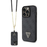 GUESS Diamond Cross Body Bundle Case & Strap iPhone 15 Pro 6.1 - Black