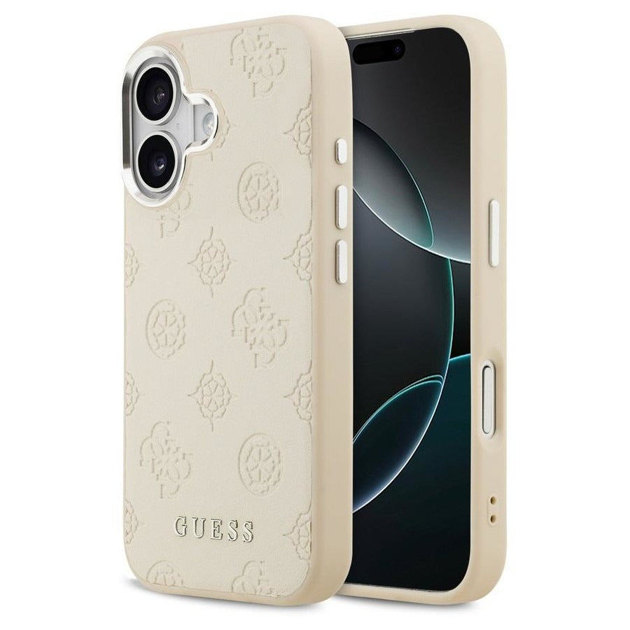 Guess Peony Edition Smooth PU Leather MagSafe Case iPhone 17 – Beige