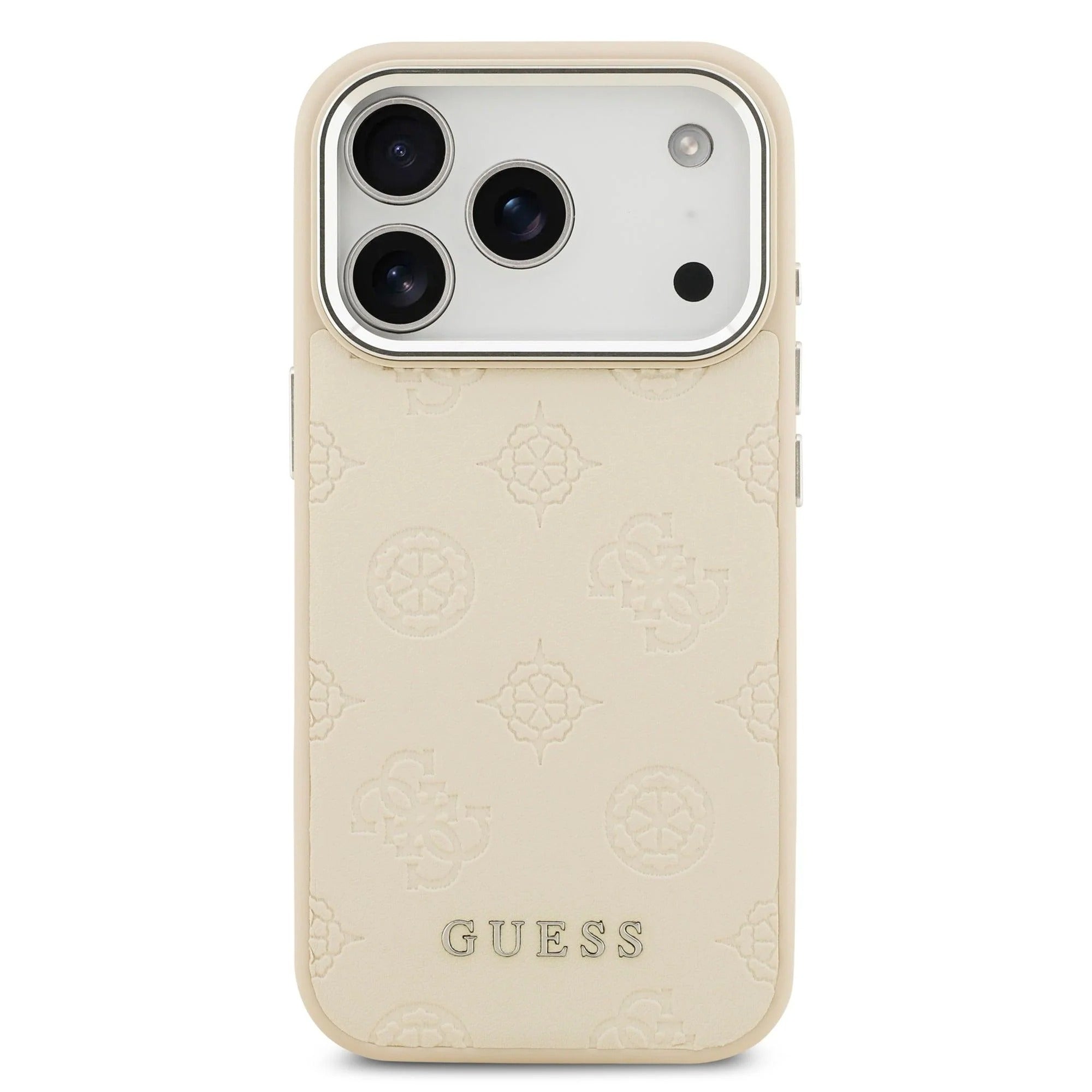 Guess Peony Edition Smooth PU Leather MagSafe Case iPhone 17 Pro Max – Beige