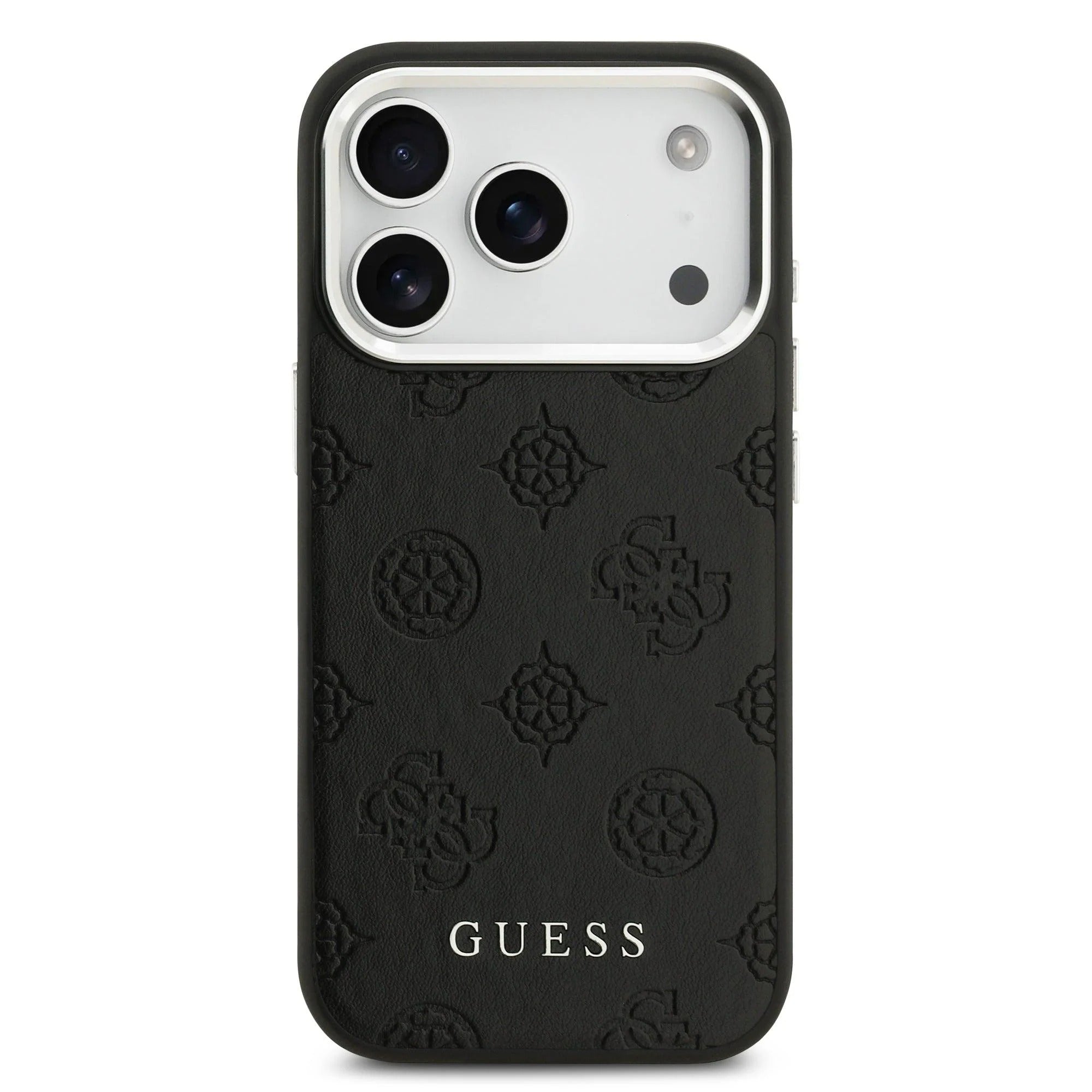 Guess Peony Edition Smooth PU Leather MagSafe Case iPhone 17 Pro – Black