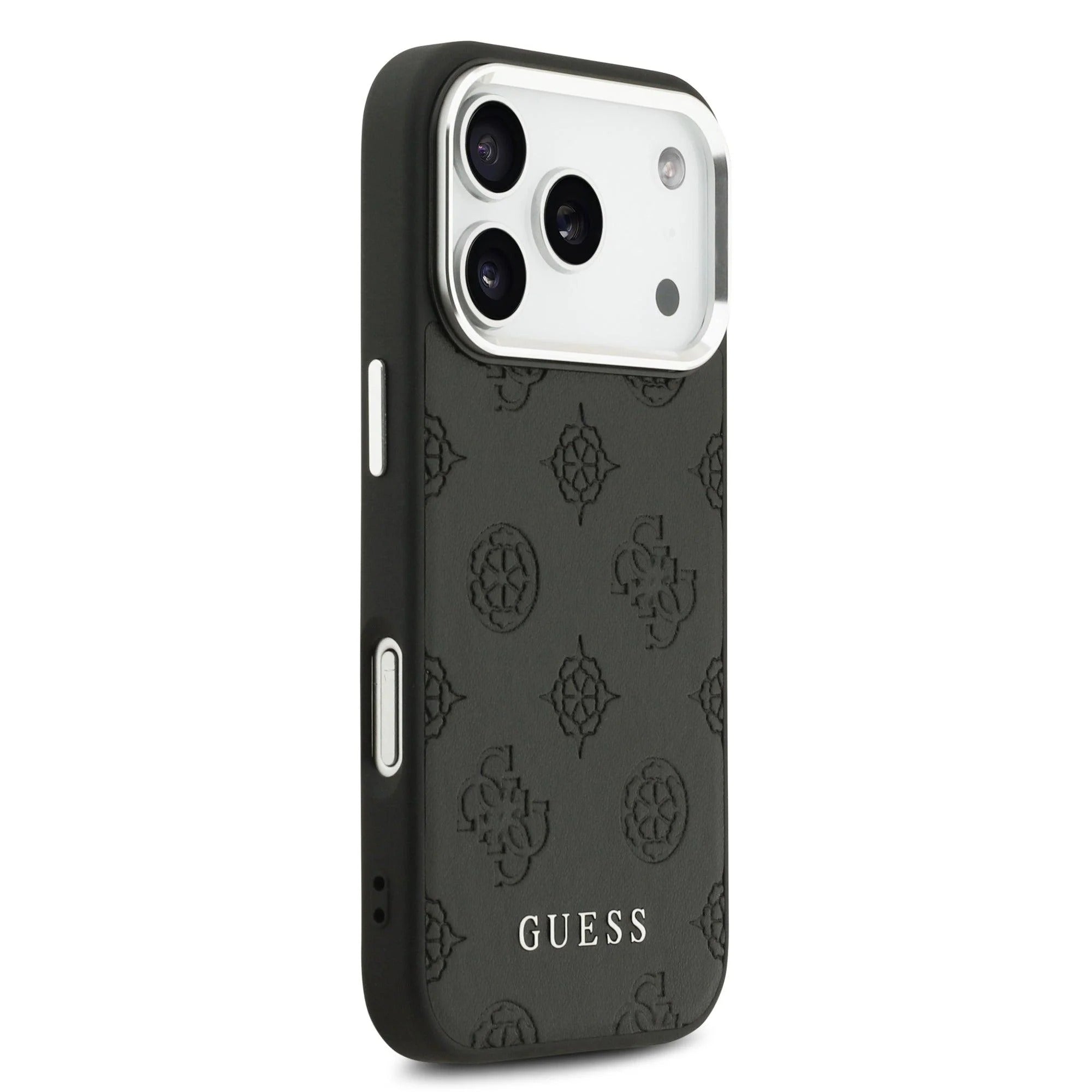 Guess Peony Edition Smooth PU Leather MagSafe Case iPhone 17 Pro – Black