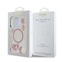 Load image into Gallery viewer, GUESS Real Flower &amp; Glitter MagSafe Case iPhone 16 Pro 6.3 - Clear Pink