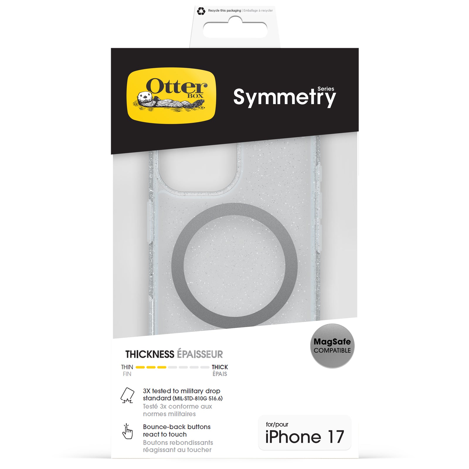 otterbox symmetry magsafe case for iphone 17 standard clear back protection