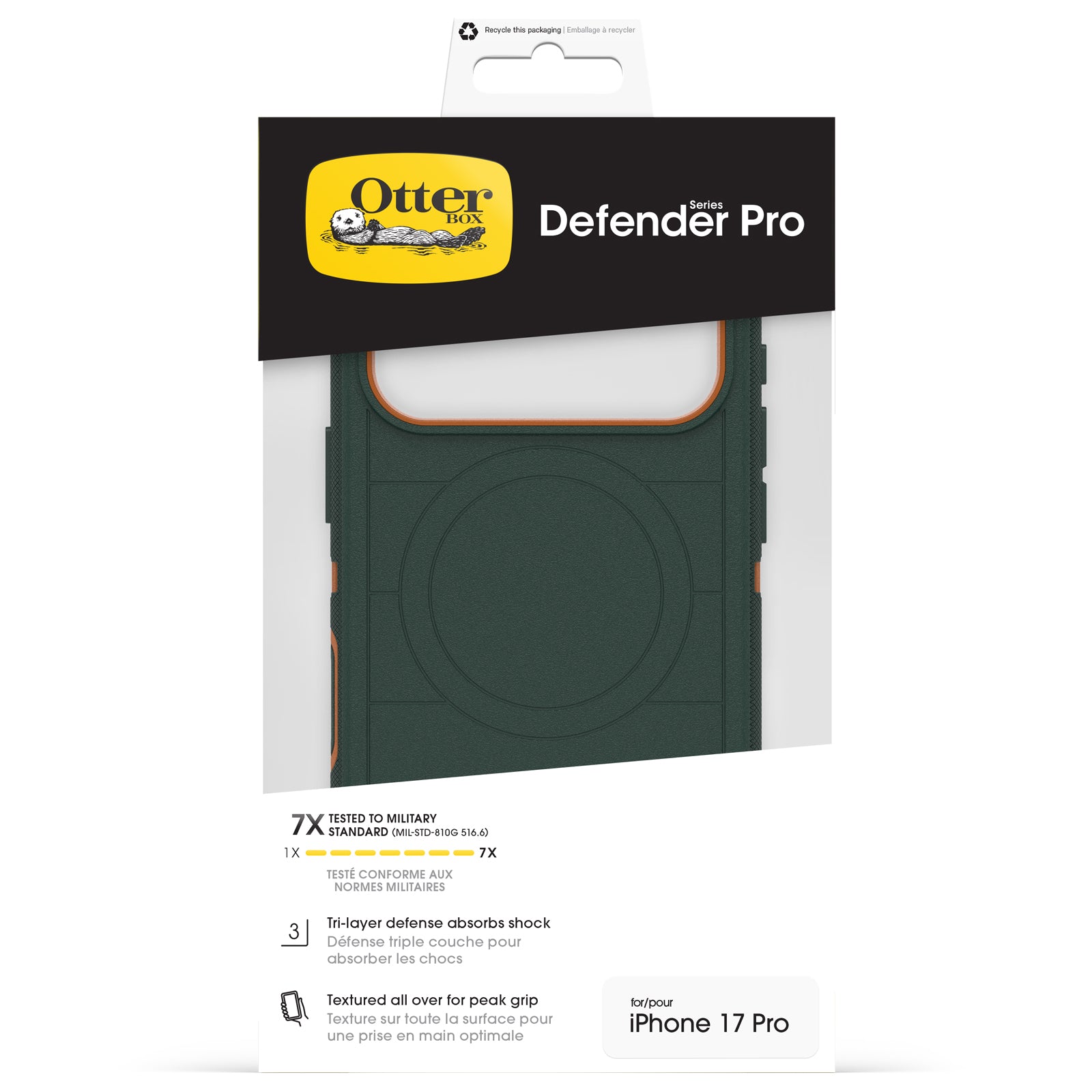 otterbox defender case for iphone 17 pro green side profile