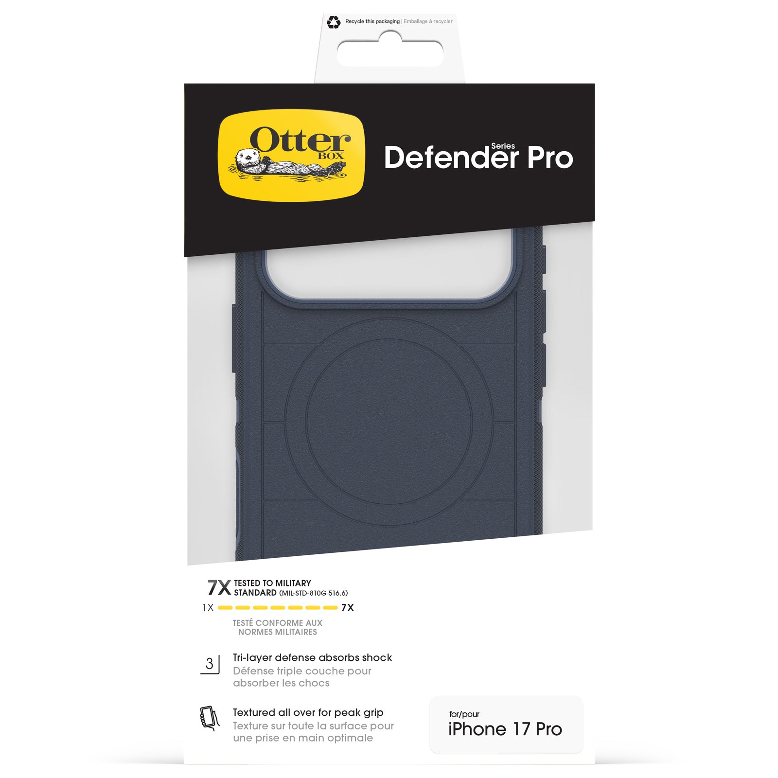 otterbox defender case for iphone 17 pro blue side profile