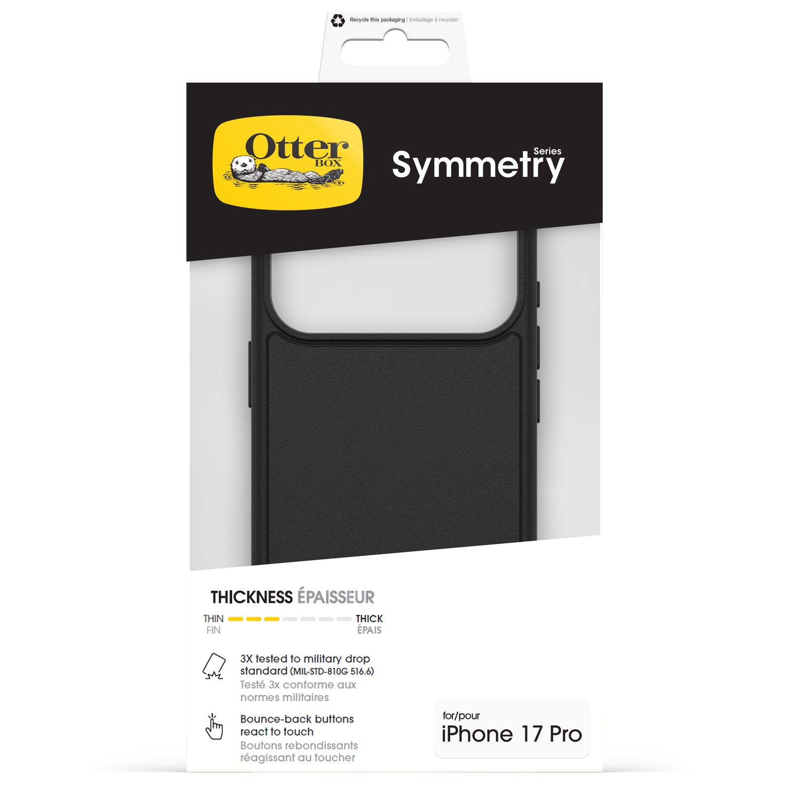 otterbox symmetry case for iphone 17 pro black thin profile