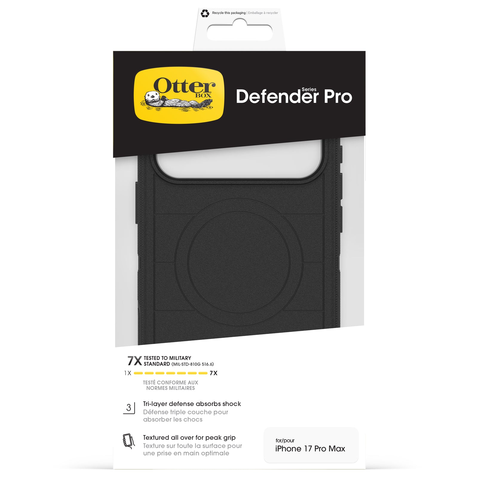 otterbox defender case for iphone 17 pro max black side profile