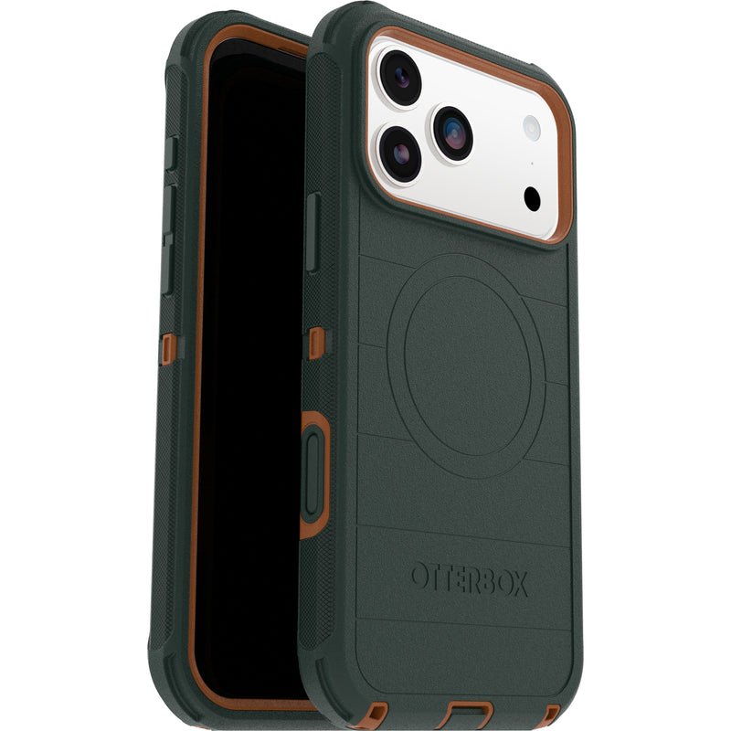 otterbox defender case for iphone 17 pro max green front view