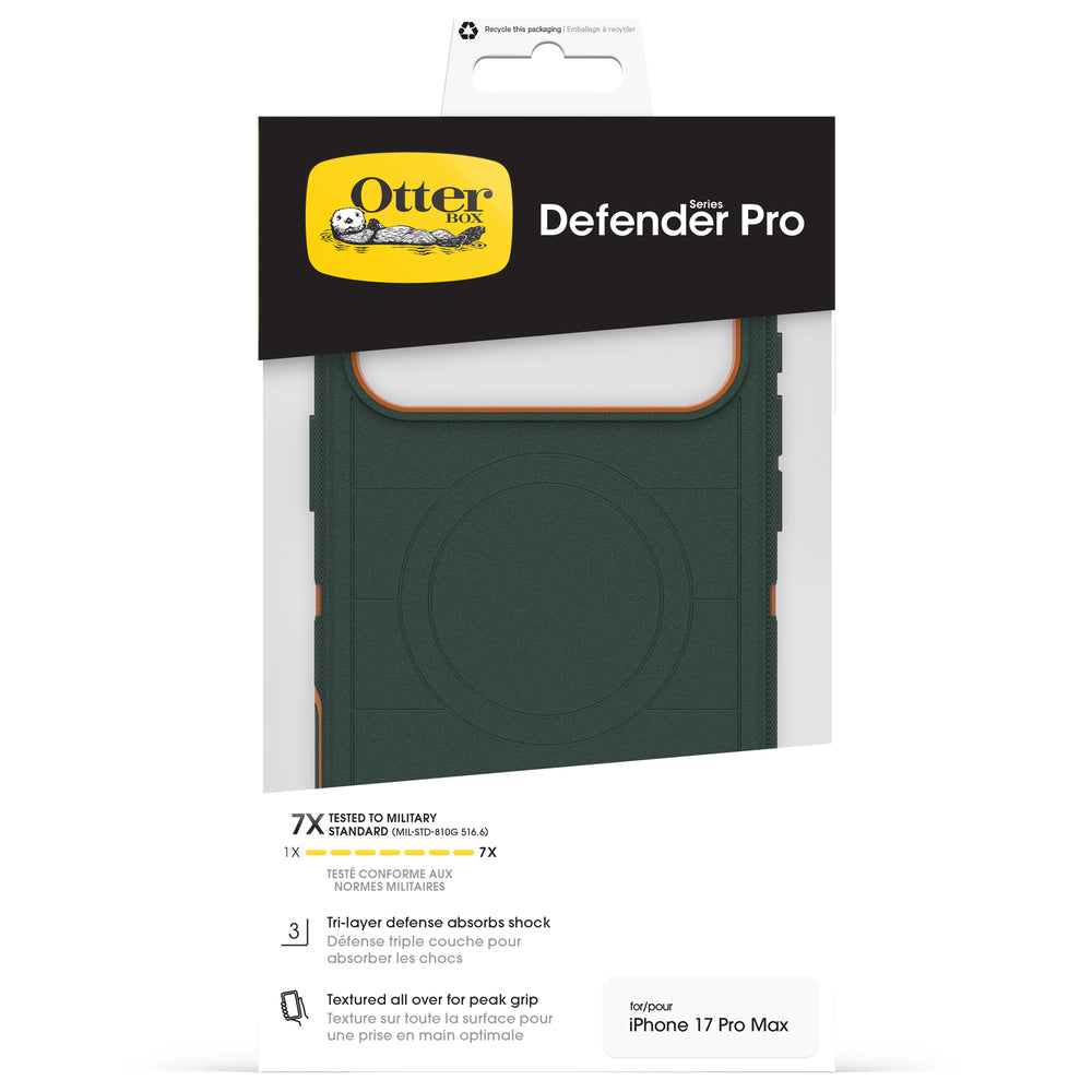 otterbox defender case for iphone 17 pro max green side profile