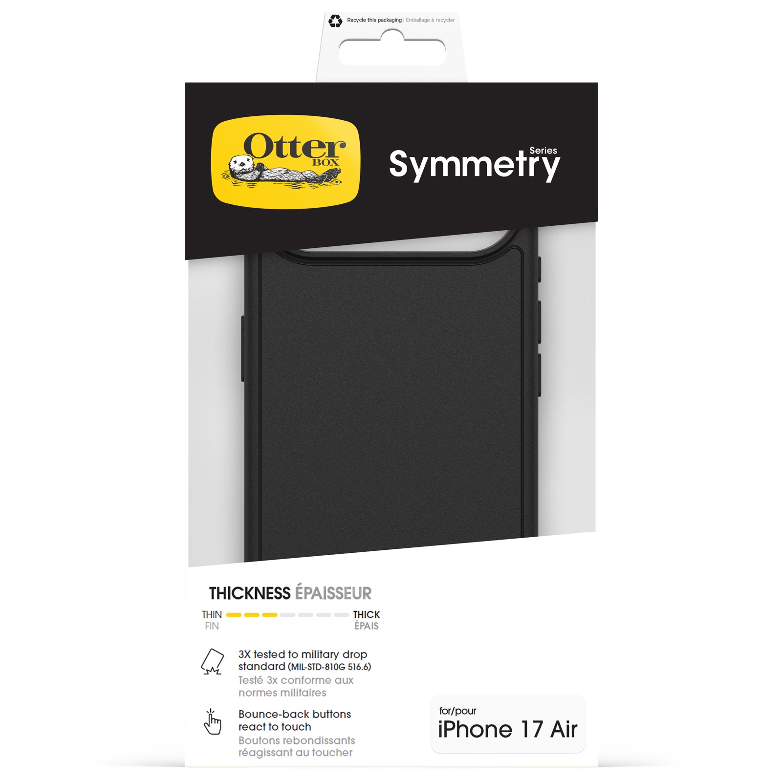 otterbox symmetry case for iphone 17 air black thin profile