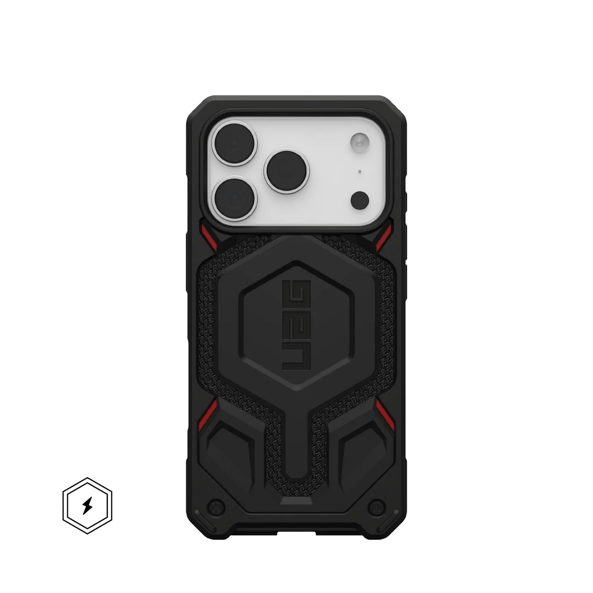 uag monarch case for iphone 17 pro black front view