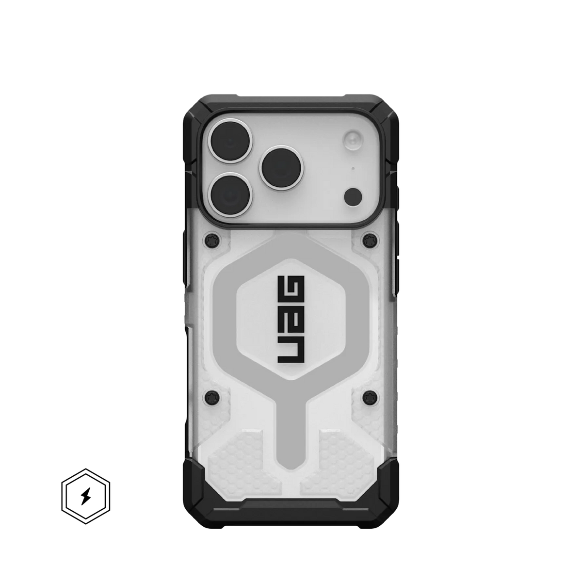 uag pathfinder case for iphone 17 pro clear front view