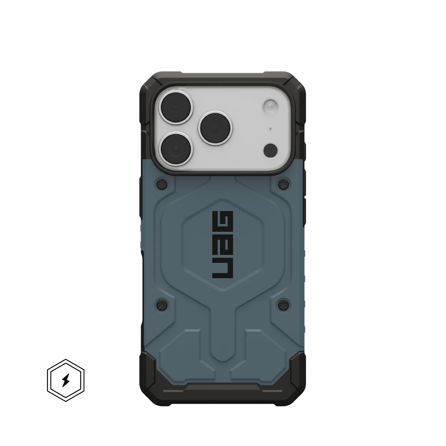 uag pathfinder case for iphone 17 pro blue front view