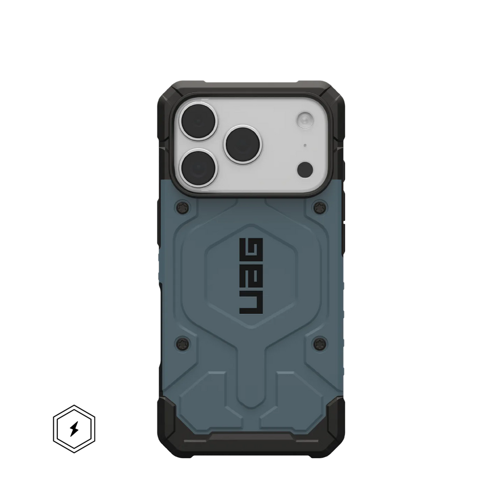 uag pathfinder case for iphone 17 pro blue front view