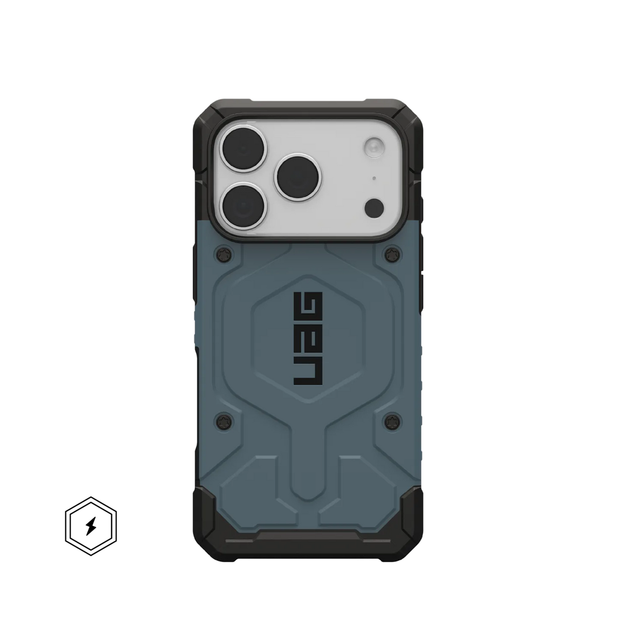 uag pathfinder case for iphone 17 pro blue front view