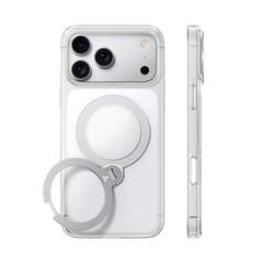 Torras Ostand Q3 Spin MagSafe Case iPhone 18 Pro Max - Clear/Silver