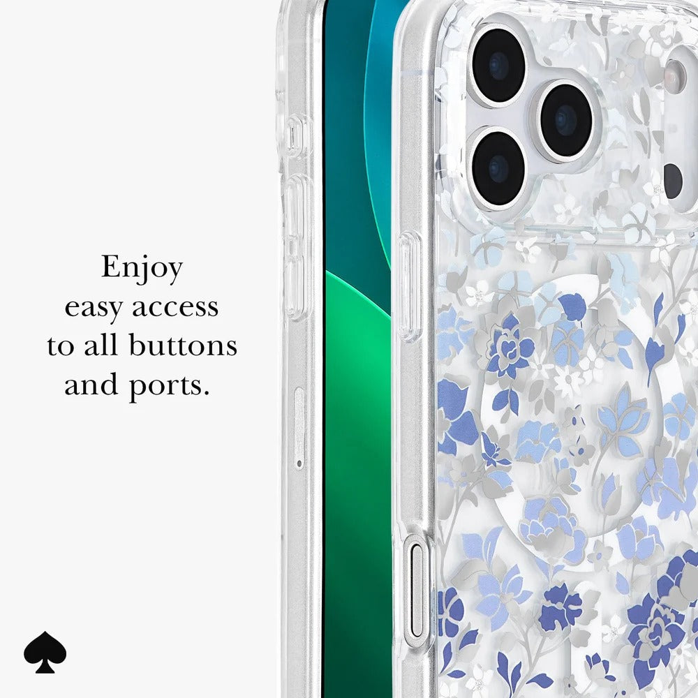 kate spade kate spade case for iphone 17 pro max blue logo detail