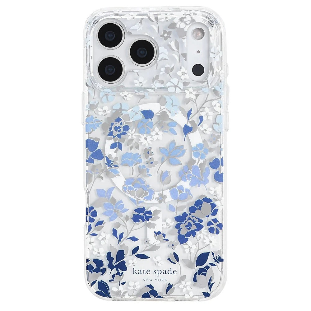 kate spade kate spade case for iphone 17 pro max blue back pattern design