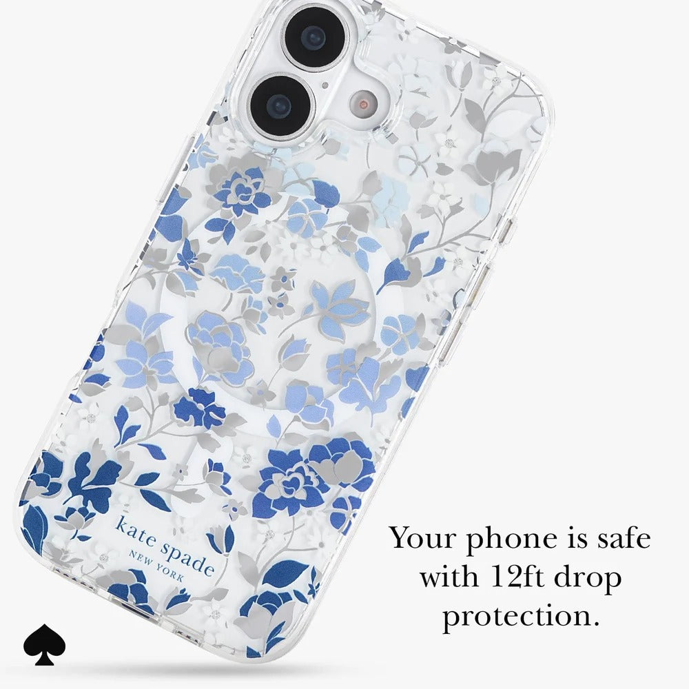 kate spade kate spade case for iphone 17 standard blue logo detail