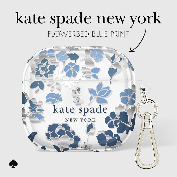 Kate Spade Flowerbed Blue with Silver Clip for AirPods 4