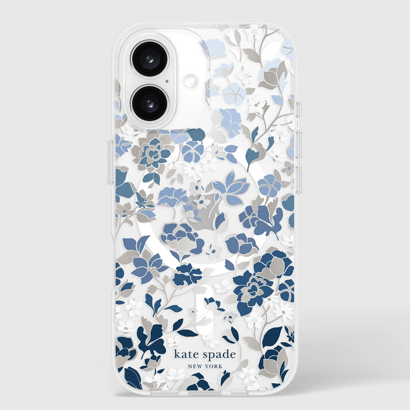 Kate Spade Flowerbed Blue MagSafe Case for iPhone 16 Plus Clear / Blue