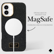 Load image into Gallery viewer, Kate Spade Crystal Pave MagSafe Case for iPhone 16 Standard Black