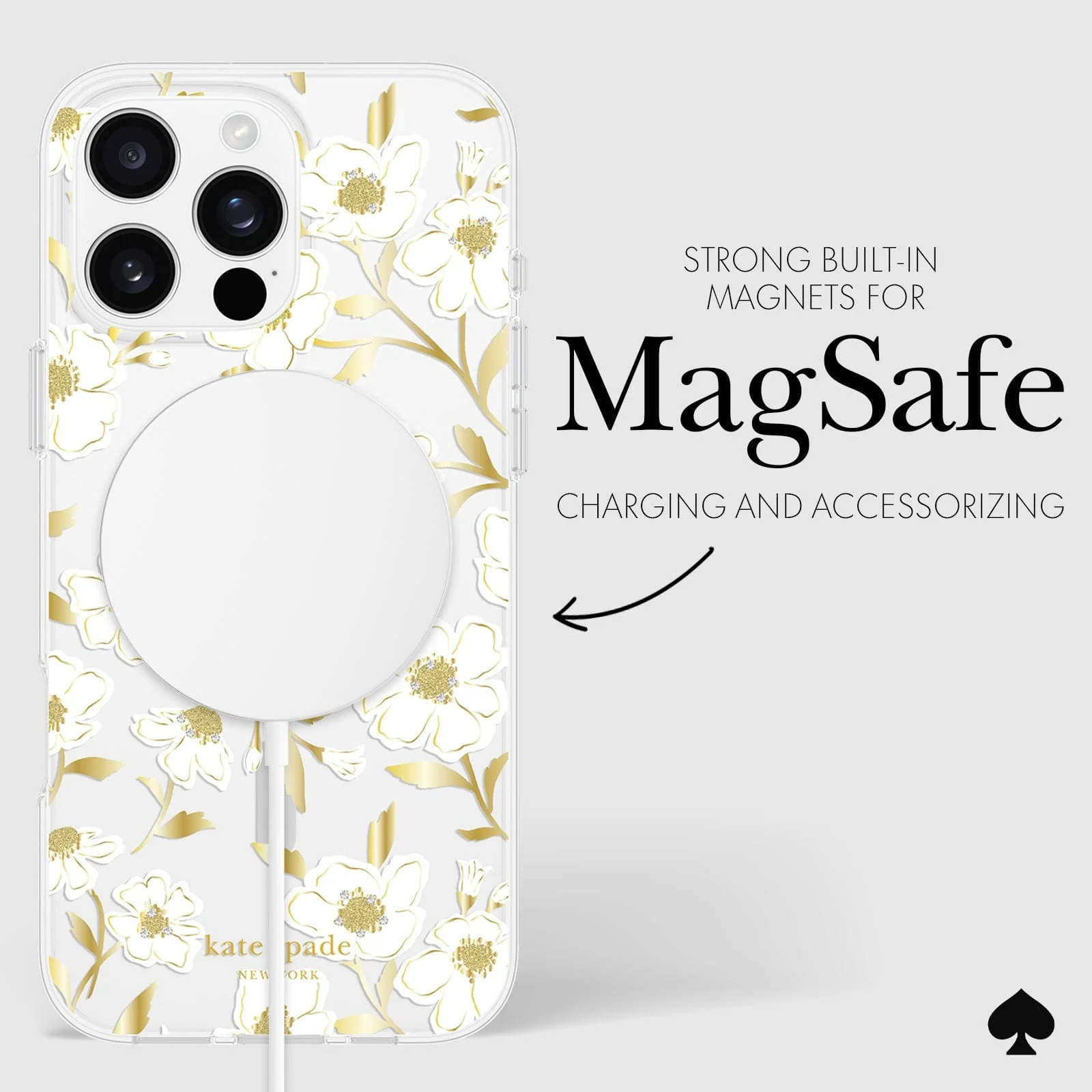 Kate Spade Sunshine Floral MagSafe Case for iPhone 16 Pro Max Clear / Gold