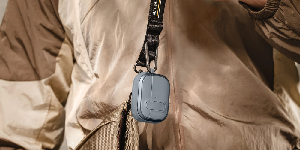 MAGEASY Odyssey AirPods 4 case in Metal Black, aviation-grade aluminum alloy shell feature graphic