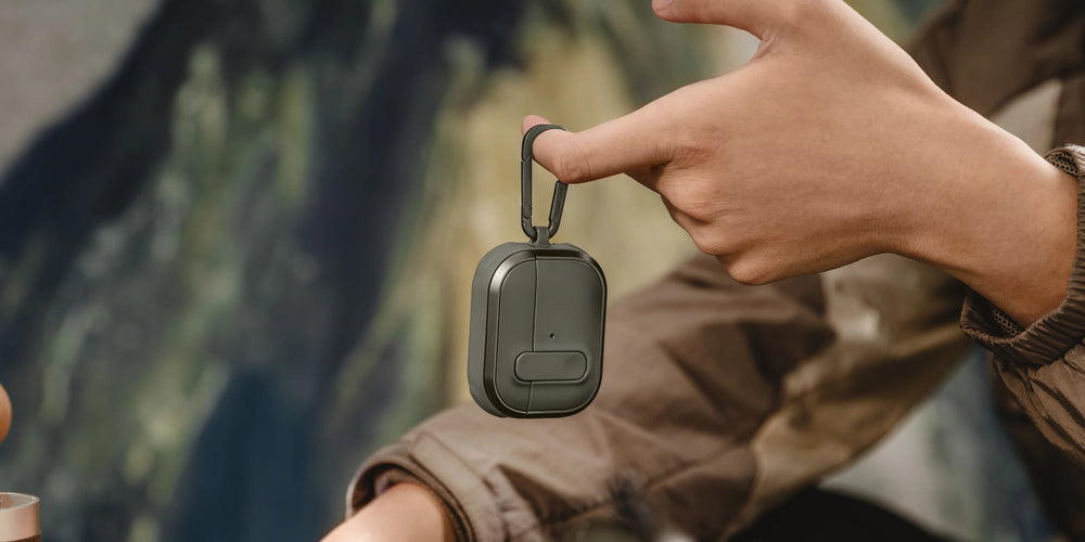 MAGEASY Odyssey AirPods 4 case in Metal Black, magnetic closure quick-access feature graphic