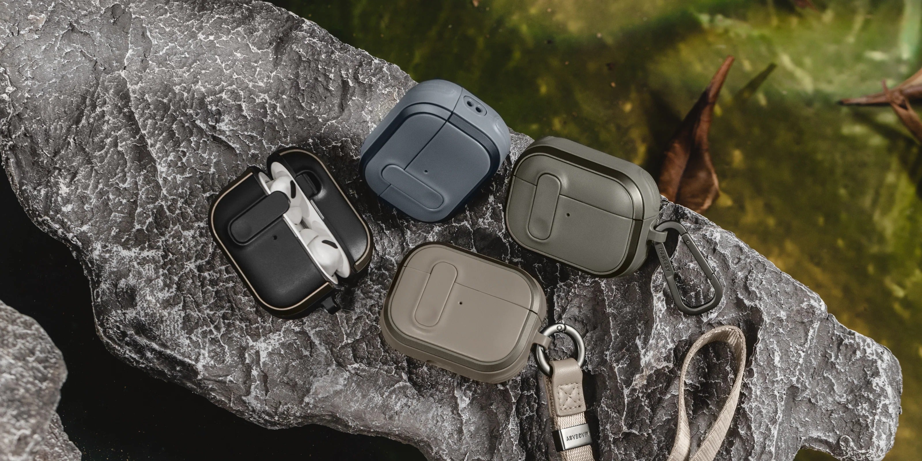 MAGEASY Odyssey AirPods 4 case in Metal Black, scratch and impact protection feature graphic