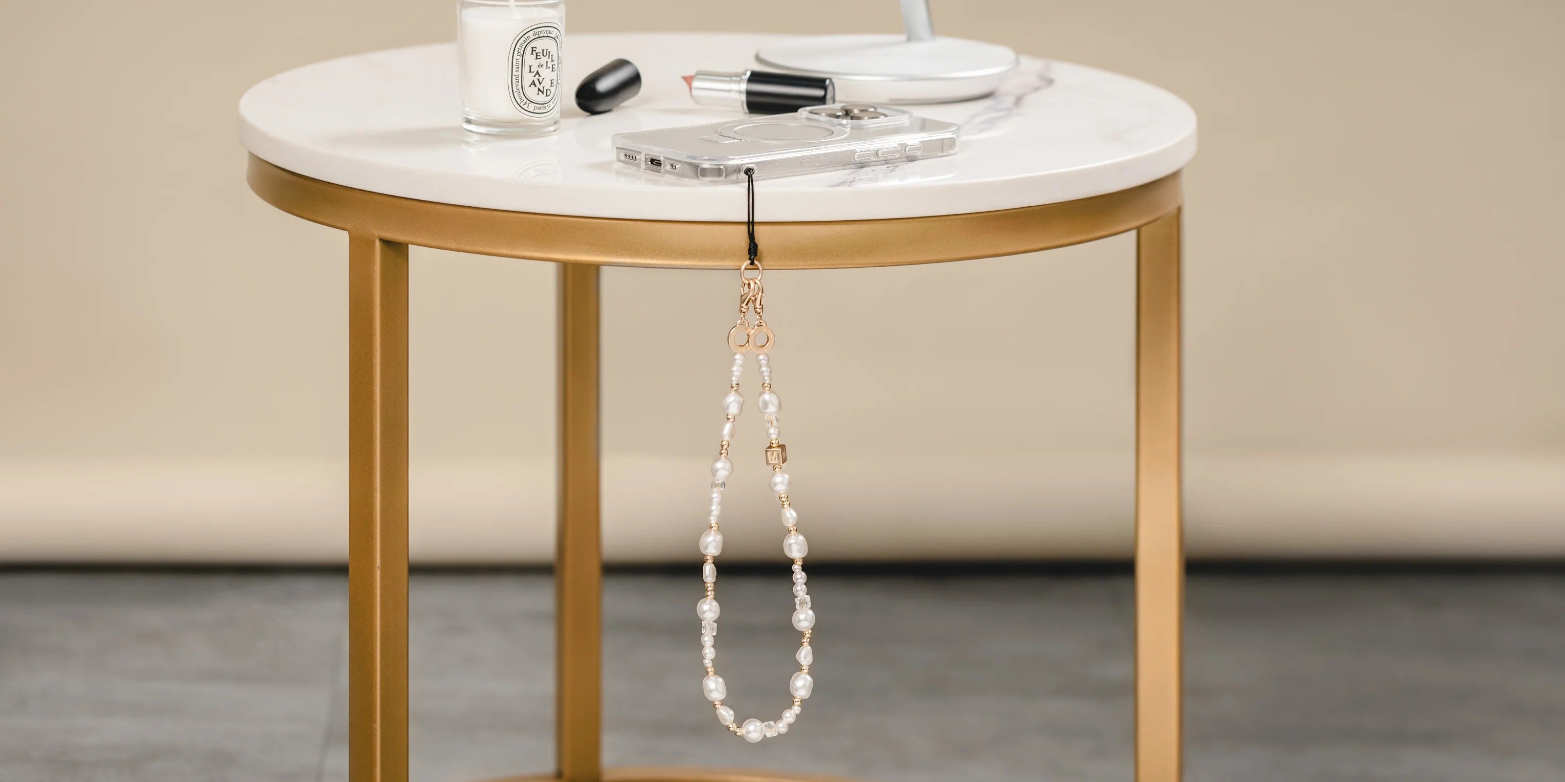Mageasy Pearl iPhone Wrist Strap - Lobster Clasp & Charm loop